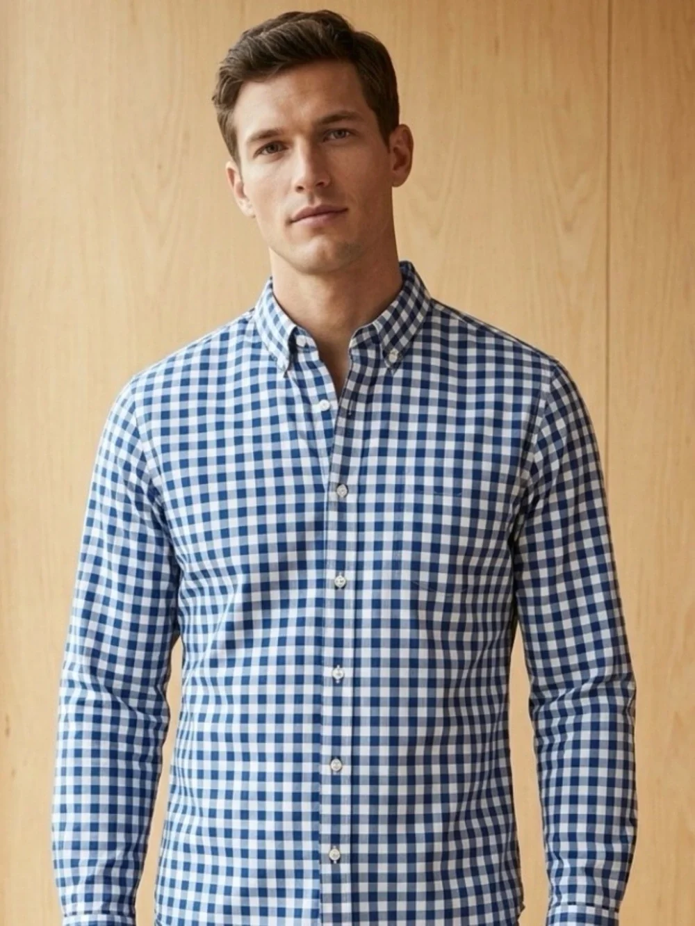 J. Crew Blue and White Gingham Button-Down Shirt